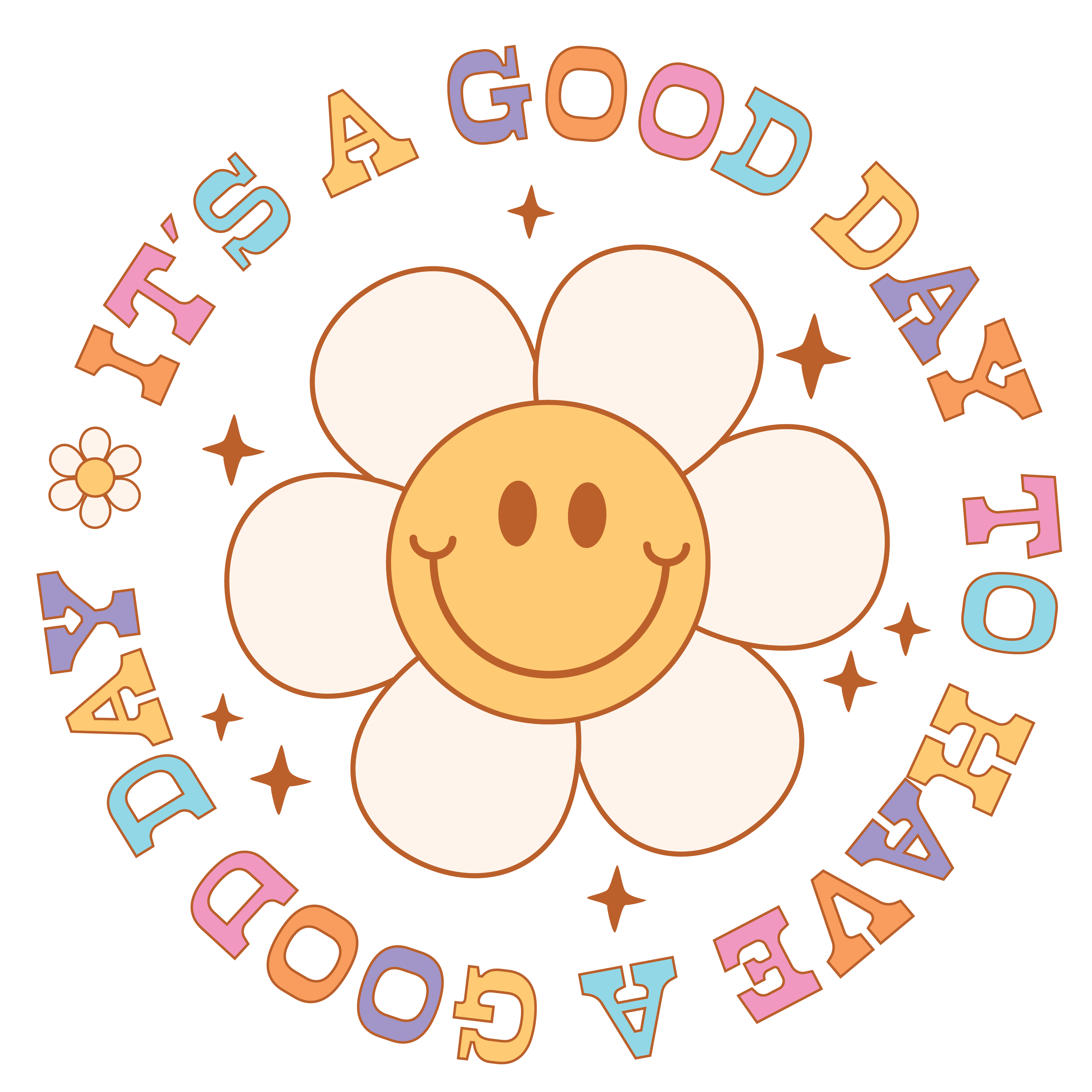 Retro Smiley Face Its A Good Day Vinyl Sticker 3x3 In